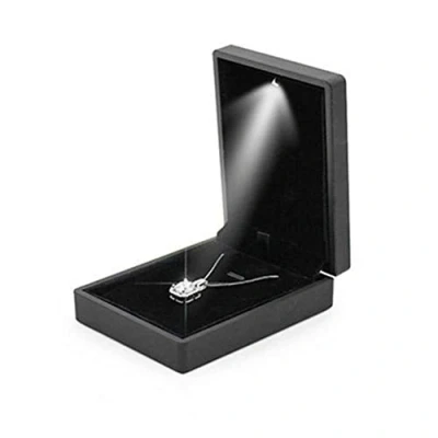 Image of YUYTE Jewelry Box, LED Lighted Engagement Pendant Wedding Display Case, Gift Storage Small Boxes for Jewellery, Light Up Box Anniversary Birthday