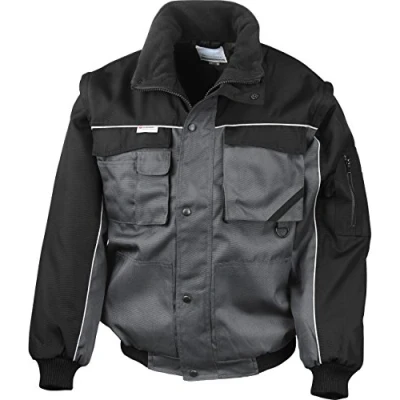 Image of Result RE71A Work Guard Zip Sleeve Heavy Duty Pilot Jacket Grey/Black, X Large