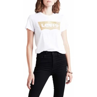 Image of Levi&#039;s THE Perfect TEE Print Tshirt, Women&#039;s, Size: XS, Gold