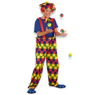Image of Bonbon Clown Mens Fancy Dress Circus Colourful Carnival Fun Adults Costume