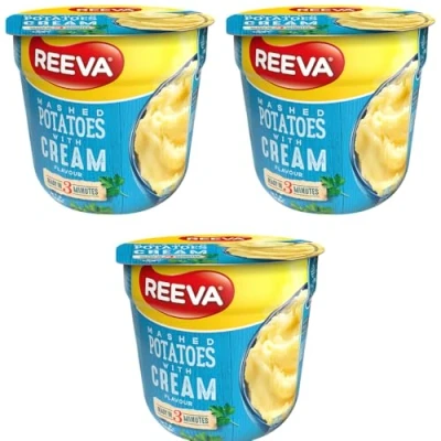 Image of Instant Mashed potatoes Pots Halal Certified Potato Pot 40g FabFinds Mug (3 Pack, Cream)