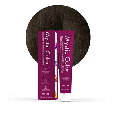 Image of Mystic Color Permanent Cream Colouring with Argan Oil and Calendula Long Lasting Hair Dye Colour Cool Brown 4.11 100ml