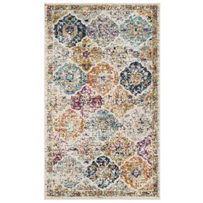 Image of SAFAVIEH Modern Chic Rug for Living Room, Dining Bedroom Madison Collection, Short Pile, in Cream and Multi, 91 X 152 cm