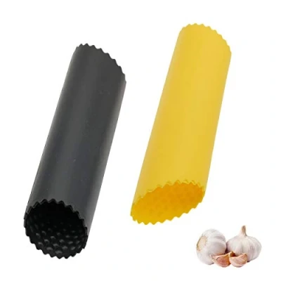 Image of BaiJ Silicone Garlic Peeler Tube,2 Pieces Roller Kitchen Gadgets Tools Keep Your Hands Free of Odor Black/Yellow