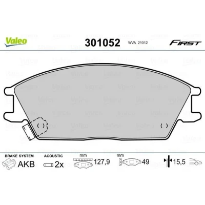 Image of 581011CA00, 581011CA10, 5810122A00, 5810122A10, 5810124A00 Brake pad set VALEO 301052 HYUNDAI: Getz
