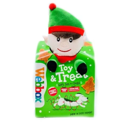 Image of WEBBOX CHRISTMAS DOG PUPPY ELF &amp; TREATS GIFTBOX PLUSH TOY TASTY CHICKEN