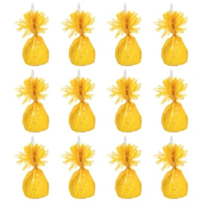 Image of Foil Helium Balloon Weights Pack of 12 Durable &amp; Colourful Yellow for Birthdays Parties, Events Celebrations Perfect Weight Holders
