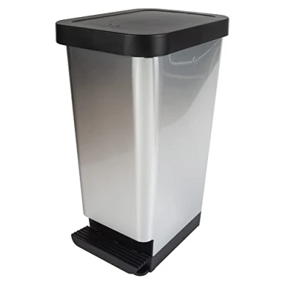 Image of Tontarelli 45L Moda Pedal Bin Silver METAL EFFECT