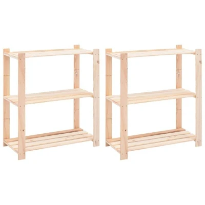 Image of vidaXL 3 Tier Storage Racks 2 pcs 80x38x90 cm Solid Pinewood 150 kg