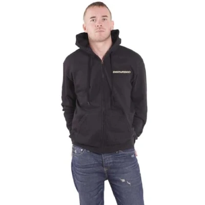 Image of Disturbed The Face Band Logo Zipped Hoodie L Black