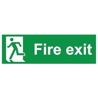 Image of Fire exit Safety Sign (L) Self Adhesive Sticker (300mm x 100mm)
