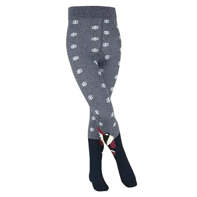 Image of FALKE Unisex Kids Winter Badger Tights, Cotton, Blue (Marine 6120), 3 5.5 (1 Pair)