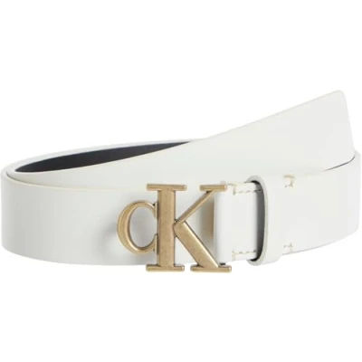 Image of Calvin Klein Jeans Monogram Placque Buckle 30MM Belt Silver birch/tumbled goldcoloured, Women&#039;s, Size: 36, gold coloured