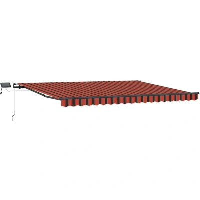 Image of vidaXL Manual Retractable Awning with LED in Orange and Brown 400 x 350 cm