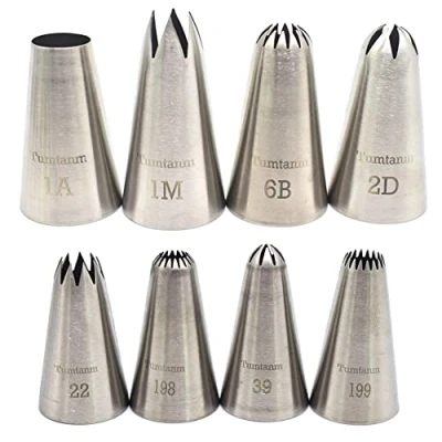 Image of Tumtanm Open Star Piping Tip,8 Pack Stainless Steel Large nozzles Tip Set for Baking and Cakes
