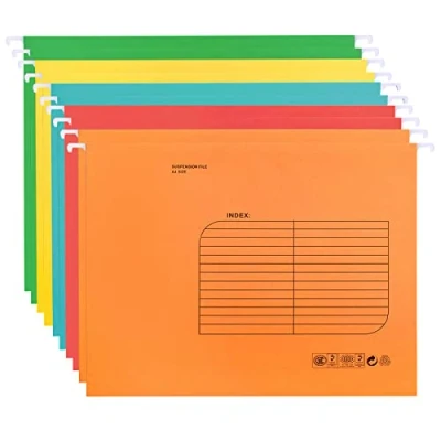Image of A4 Suspension Files 25PCS Reinforced Hang Folders Filing Cabinet Adjustable Tabs Hanging Organizer File for Office School Work (Mixed Color)