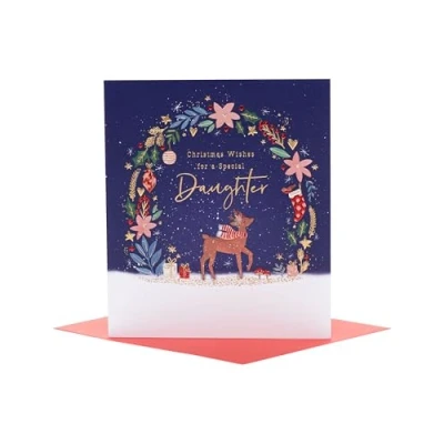 Image of UK Greetings Christmas Card for Daughter Sweet Reindeer Design
