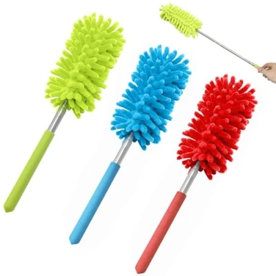 Image of Feather Duster Extendable Microfiber Dusters for Cleaning 3Pack Washable Dusting Brushes with Telescoping Pole Car, Computer, Air Conditioning, TV Ideal Daily &amp; Holiday