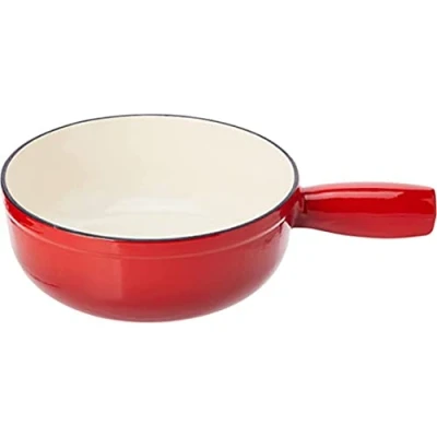 Image of Kuhn Rikon 32008 Caquelon Fondue Pot 20 cm Suitable for Induction Cookers Cast Iron, Red, 30.3 x 21 7