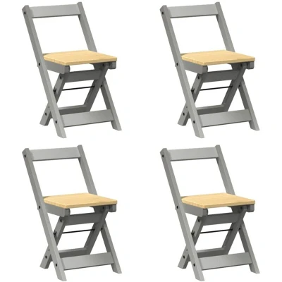 Image of vidaXL Dining Chairs Foldable Kitchen Dinner Chair 4 pcs Grey Pinewood Engineered Wood Footrest 110kg Load Capacity Minimalist Design