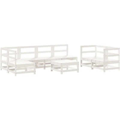 Image of vidaXL 8 Piece Garden Lounge Set White Solid Wood Pine