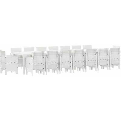Image of Vidaxl Garden Dining Set 17 pcs White 16 Seater Plastic
