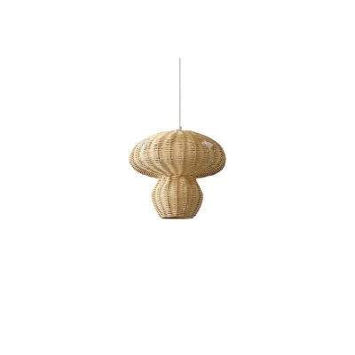 Image of Nordlux Allie pendant light, rattan, mushroom shape, natural brown