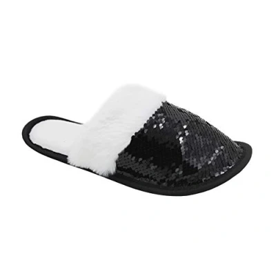 Image of LP Ladies Reversible Sequin Slippers (Black and Gold)