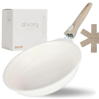 Image of DIVORY Large Frying pan 28cm I Detachable Handle, Induction, Coated, Aluminium + Protector Induction
