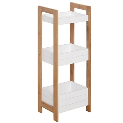 Image of HOMCOM 3 Tier Bathroom Rack Storage Shelf Bamboo Organiser Shower Tower for Narrow Place