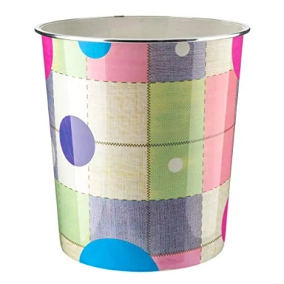 Image of Home Plus 7.7 Litre Quality Floral Design Lightweight Waste Paper Basket Bin (Multicolour Abstract Art)