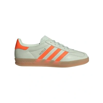 Image of adidas Originals Gazelle Indoor Trainers, Size: 4, Linen green/solar orange leather and imitation