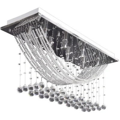 Image of vidaXL White Ceiling Lamp with Glittering Glass Crystal Beads 8 x G9 29 cm