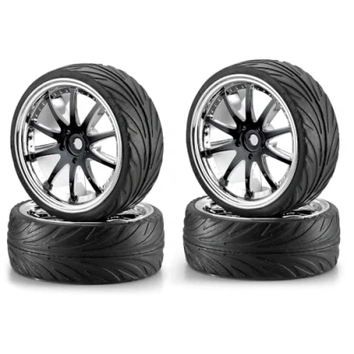 Image of Carson 500900080 1:10 Big Wheel Set 02, 10 Spokes, Model Making Accessories, of 4, Black/Chrome