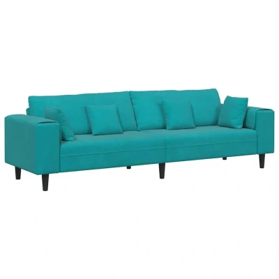 Image of vidaXL Velvet Sofa with Cushion Pillow Turquoise