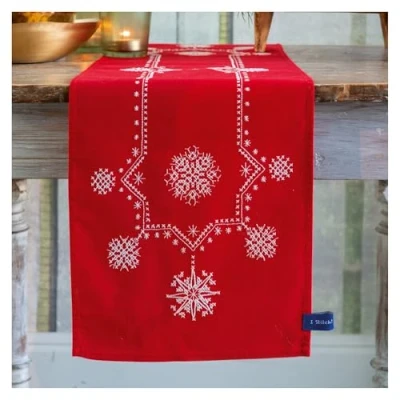 Image of Vervaco Printed Table Runner Cross Stitch kit, Cotton, Multicoloured, Small