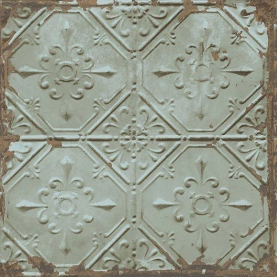 Image of BHF FD22331 Reclaimed Tin Ceiling Teal Wallpaper