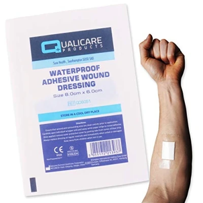 Image of 50x Waterproof Adhesive Wound Dressings 8cm x 6cm Skin Plasters