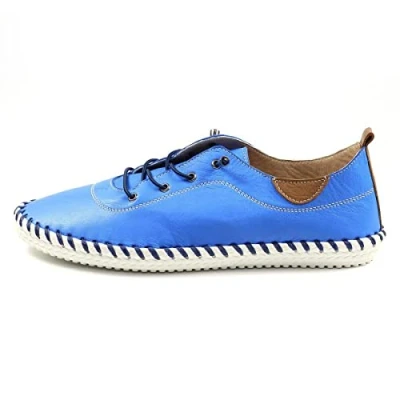 Image of Lunar St Ives Leather Plimsoll for Summer 2022 * 6 UK Cobalt Bue