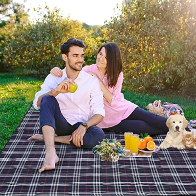 Image of Unibos Picnic Blanket with waterproof backing 200x300cm XXL, Portable Foldable Large Beach Mat Picnicware for Outdoor Travel Camping Hiking Activities