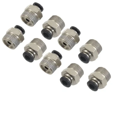 Image of sourcing map 9 Pcs 3/8&quot; PT Male Thread 6mm Push in Joint Pneumatic Connector Quick Fittings