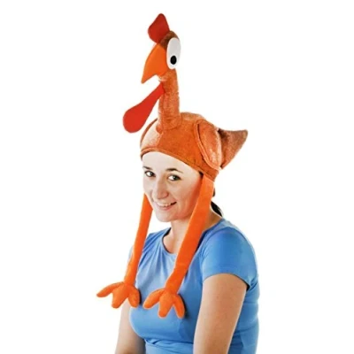 Image of SHATCHI Turkey Gobbler Long Legs Hat Novelty Plush Christmas Santa Costume Fancy Dress Party Xmas Office Fun Headwear Accessories, One Size