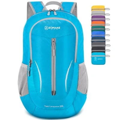 Image of ZOMAKE Ultra Lightweight Foldable Backpack Packable Rucksack 25L Small Backpacks Travel Daypack Water Resistant For Men Women Outdoor Hiking Walking (Light Blue)