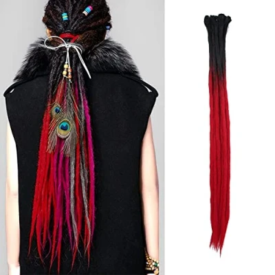 Image of Dsoar 24 Inch 10 Strands/Pack Synthetic Handmade Extensions Ombre Dreadlocks Twist Braiding Hair Crochet Reggae Dreadlock (2 15 #)