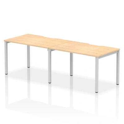 Image of Evolve Single Silver Frame Bench Desk 1200 Maple (2 Pod) BE379