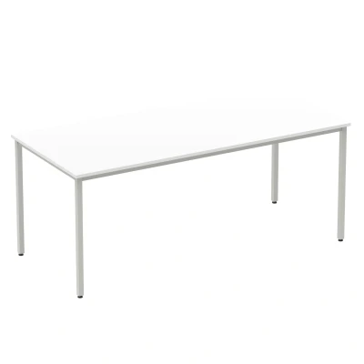 Image of Impulse 1800mm Straight Table White Top Silver Box Frame Leg BF00118