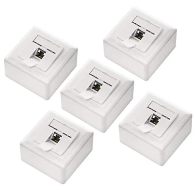 Image of deleyCON 5x CAT 6a Universal Network Socket 1x RJ45 Port Shielded Surface or Flush 10 Gigabit Ethernet EIA/TIA 568B White