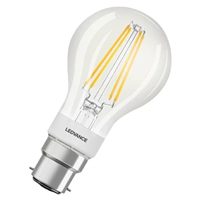 Image of LEDVANCE Smart LED Lamp with Bluetooth, B22d, Dimmable, Warm White (2700K), Replaces Incandescent Lamps 60 W, Controllable Google, Alexa and Apple HomeKit, SMART+ BT Filament Dim, 1 Pack