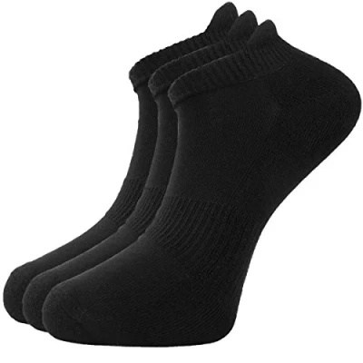 Image of Green Bear Unisex Bamboo Black Trainer Sports Socks 3 5 Cushioned Sole Soft Antibacterial Pack