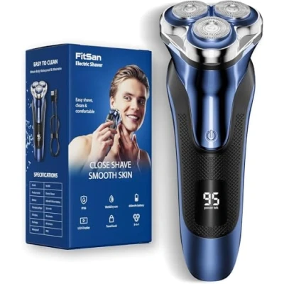 Image of FitSan Electric Razor for Men: Wet &amp; Dry Beard Shavers IPX7 Waterproof Rechargeable Cordless Foil Shaver with Pop up Trimmer Travel Lock Close Shave SkinProtect